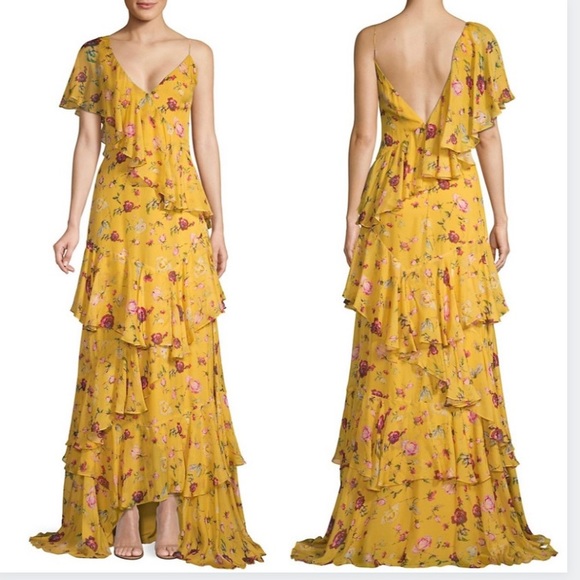 FLOR ET AL Melissa Rosebud Tiered Ruffle Gown 6 - Picture 1 of 16